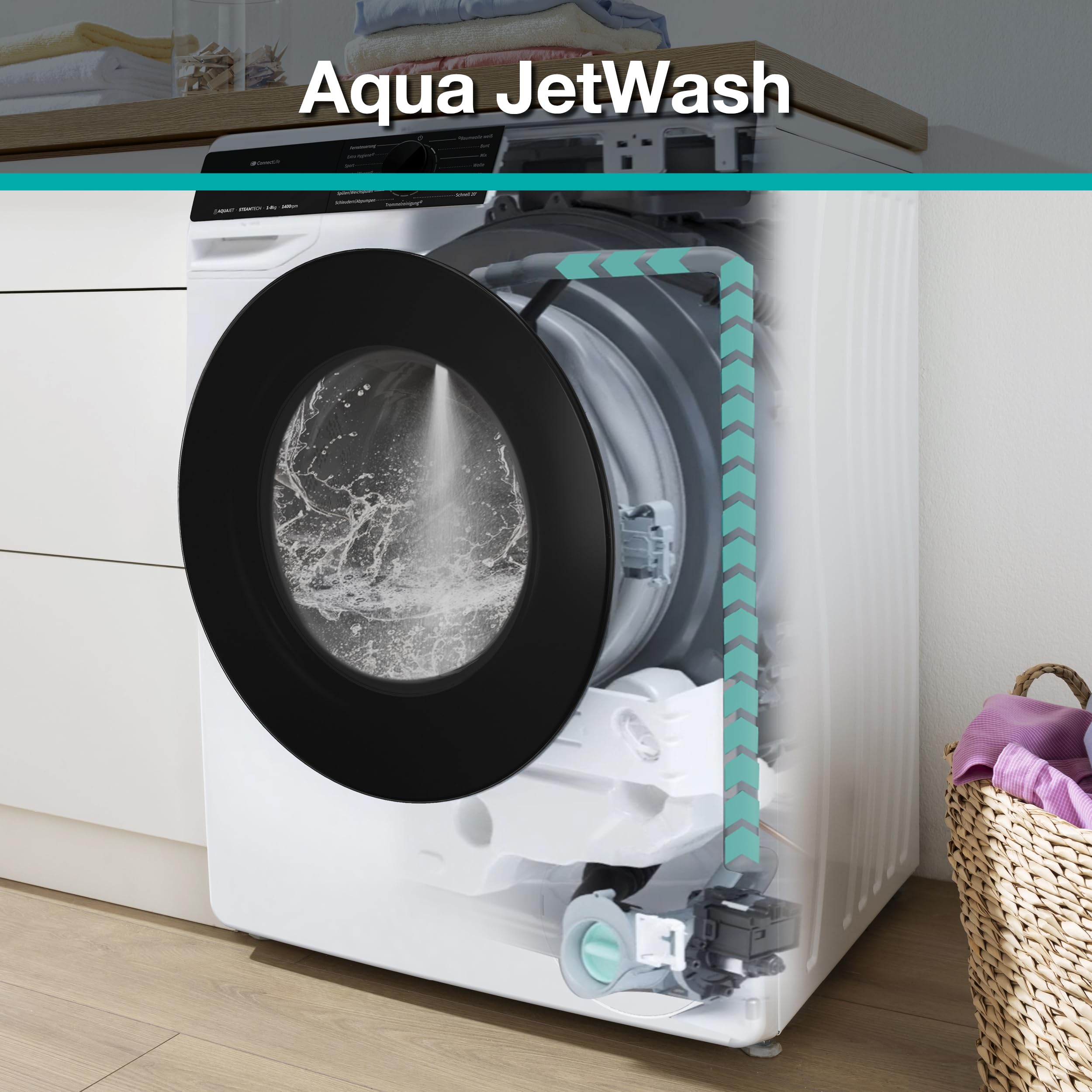 Gorenje WPNA 84 SATSWIFI Waschmaschine mit Dampffunktion / 8 kg / 1400 U/Slim Line/ConnectLife WiFi/Total AuaStop/Inverter PowerDrive Motor/Edelstahltrommel/Kindersicherung/EEK A