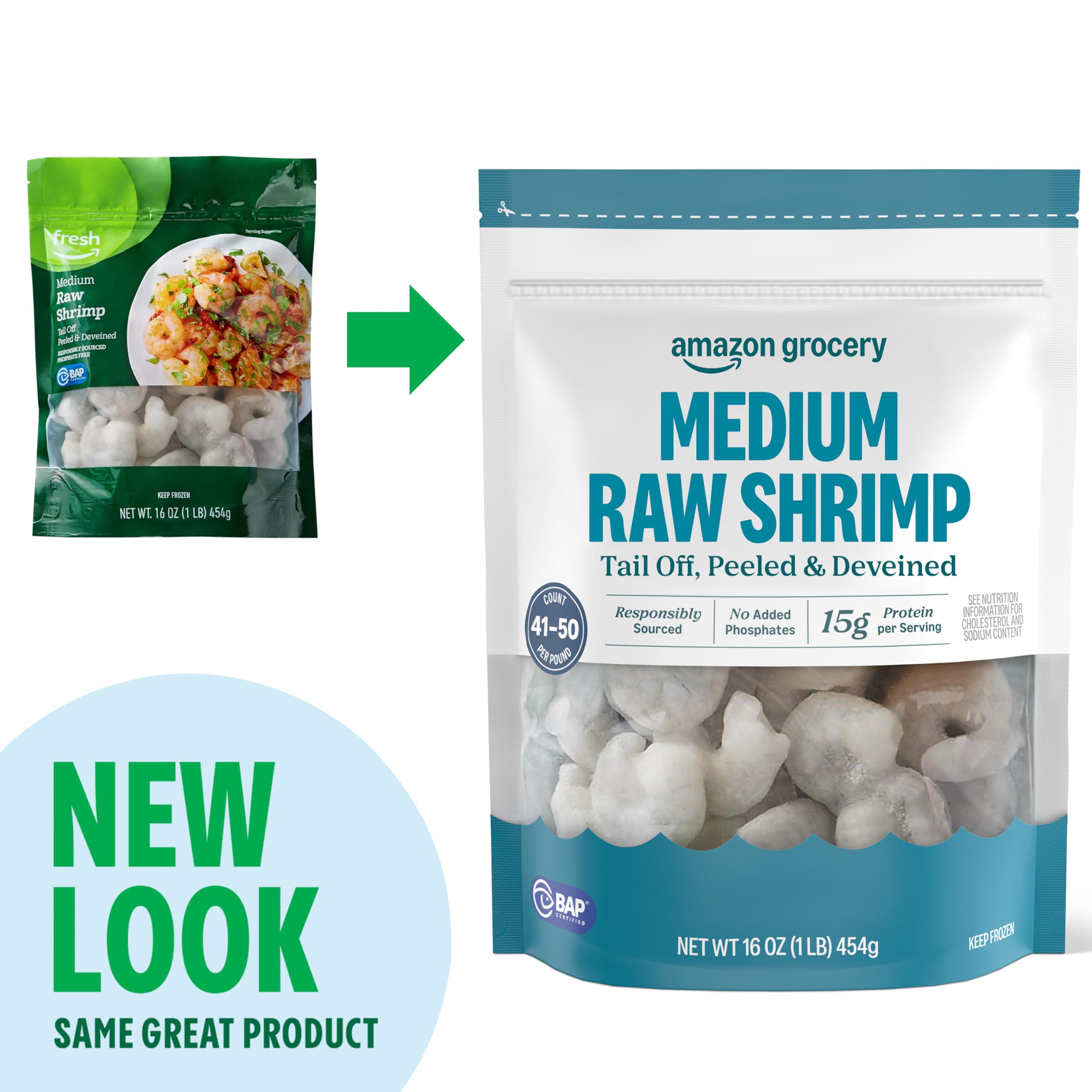 Amazon Grocery Medium Raw Shrimp 16 Oz Previously Fresh Brand Packaging May Vary — view 3