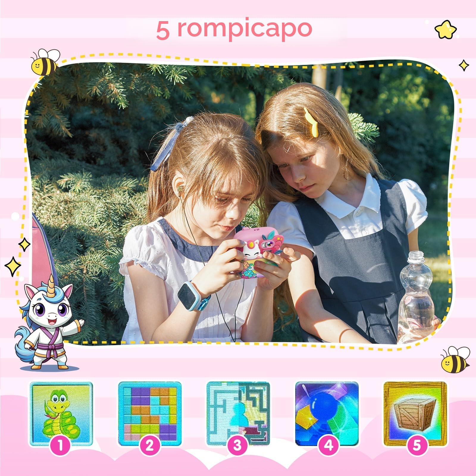 TIATUA Macchina Fotografica Bambini Istantanea, 2.4 Pollici 1080P HD Fotocamera Bambini con 32GB Scheda & Carta da Stampa, Regali per bambini dai 3 ai 12 anni