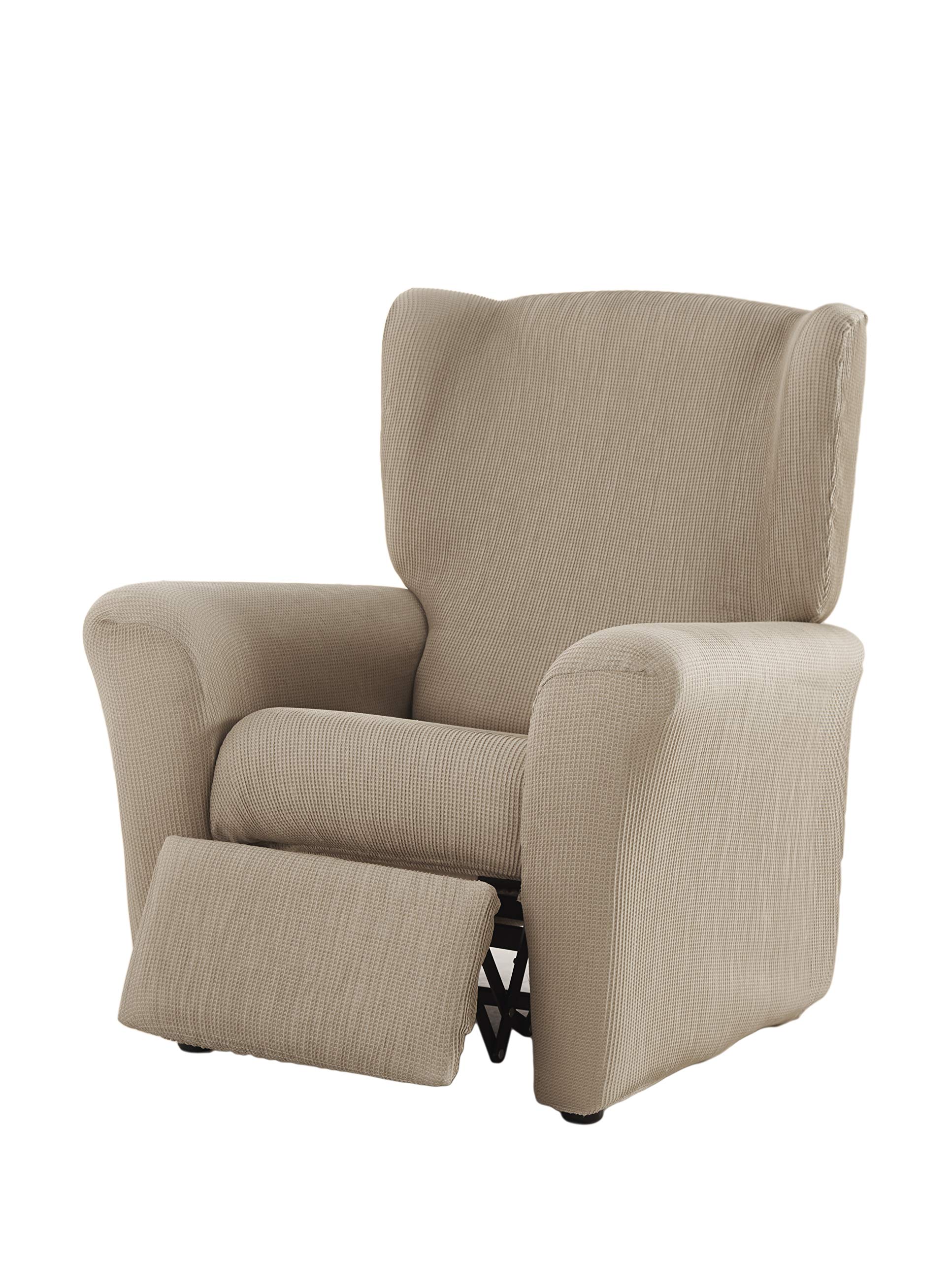 Estoralis Berta | Funda Sillon de Diseño Moderno | Tejido Elastico Lino | para Sillon Relax (de 70 a 90 cm.) | Maxima Adaptabilidad a Todo Tipo de sillones