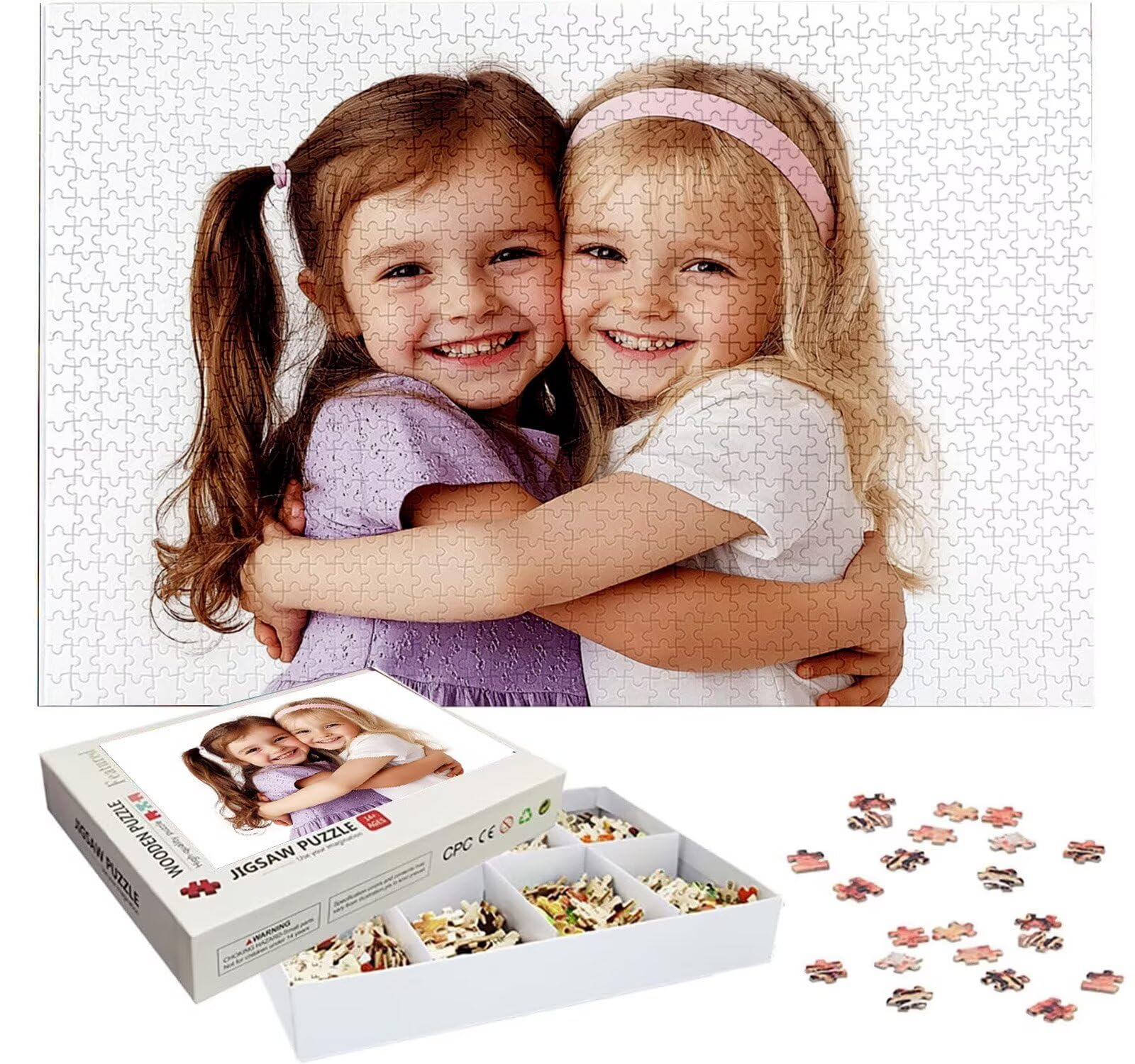 Puzzle Personalizado con Foto, Personalizada Rompecabezas Personalizado Diseña tu Logo Foto o Texto, Personalizado Navidad Halloween San Valentín Parejas Niños Familia Amigos h-4085