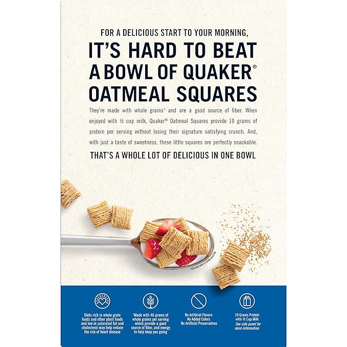 Cereal de Desayuno Quaker Oatmeal Squares, Sabor Brown Sugar, Caja Familiar 21 oz miniatura 3