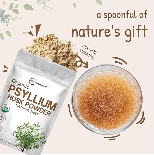Miniatura 6 de Micro Ingredients Polvo de cáscara de psyllium orgánico, 2 libras (32 onzas) | Suplemento de fibra soluble diario | Origen indio | Prebióticos
