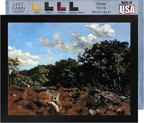 Paisaje de cabaña perdida en Chailly por Frederic Bazille  Impresión en marco plano negro  Reproducción de pinturas de obras de arte finas  Regalo