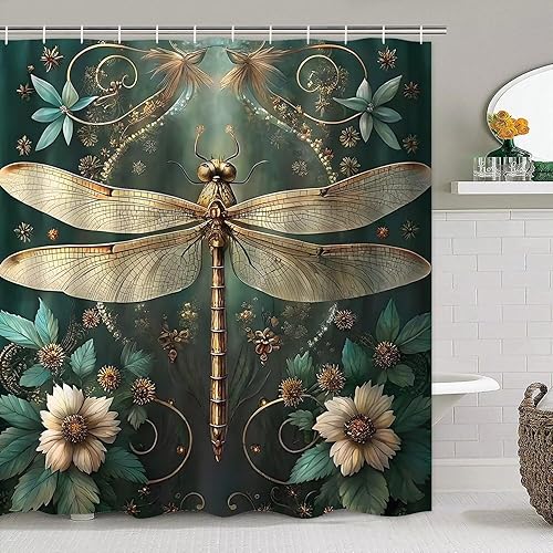 Miniatura 24 de DDQQ Juego de cortinas de ducha de hojas verdes con alfombra antideslizante, cubierta para tapa de inodoro y tapete de baño, juego de cortinas