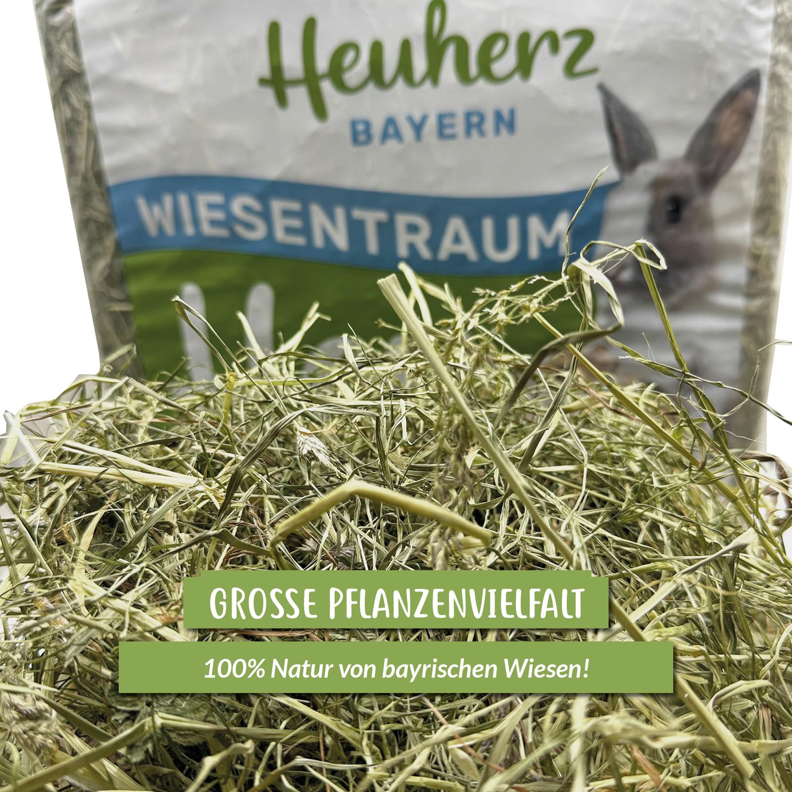 Heuherz Bayern Wiesenheu Bio 5 kg – Premium Heu für Kaninchen, Meerschweinchen & Nager – schonend getrocknet, staubarm & nährstoffreich – 100% naturbelassen, nachhaltig & ohne Zusatzstoffe