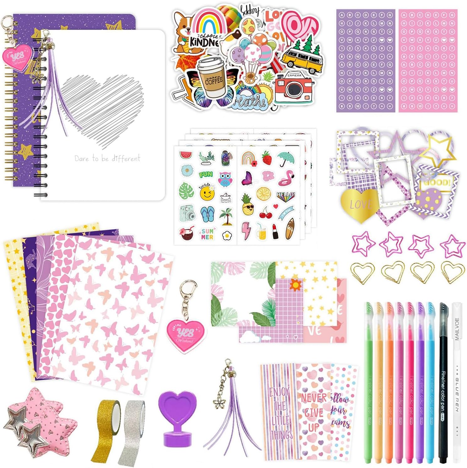 WTWU Journal Craft Set Educational Toy Creative Scrapbooking Supplies for Girls Ages 4-12 Birthday Christmas Gifts Arts and Kits