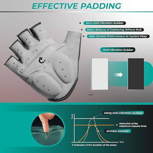 Miniatura 5 de GEARONIC - Guantes deportivos dedo completo y corto para ciclismo acolchado de espuma a prueba de golpes Azul (Full Finger), Gris (Gray Full