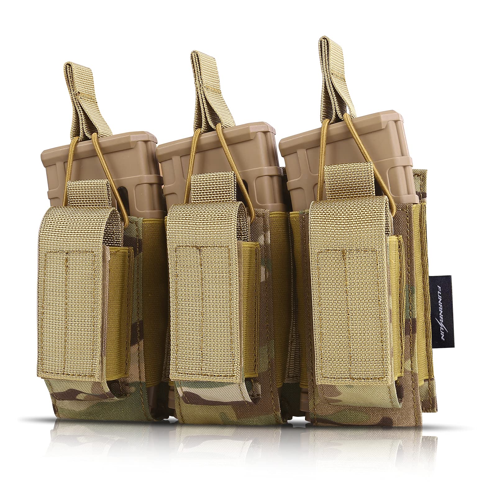 FUNANASUN Molle Mag Pouch,Triple/Double/Single Mag Pouch Tactical Magazine Pouches, Open Top Elastic Magazine Holster for M4 M16 AK AR Magazine Glock M1911 92F 9mm