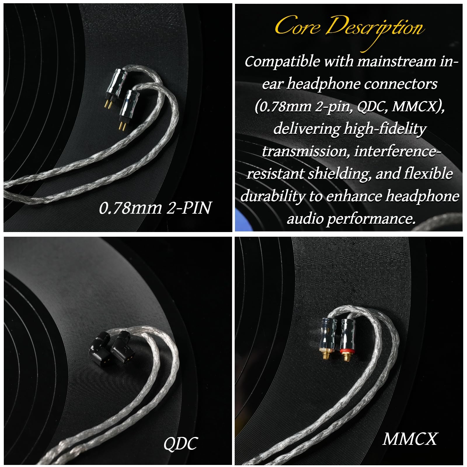 Cable de actualización de auriculares intrauditivos de 24 núcleos MMCX/QDC/0.78 de 2 pines a 4.4 mm/3.5 mm (gris, 3.5mm-M M C X)
