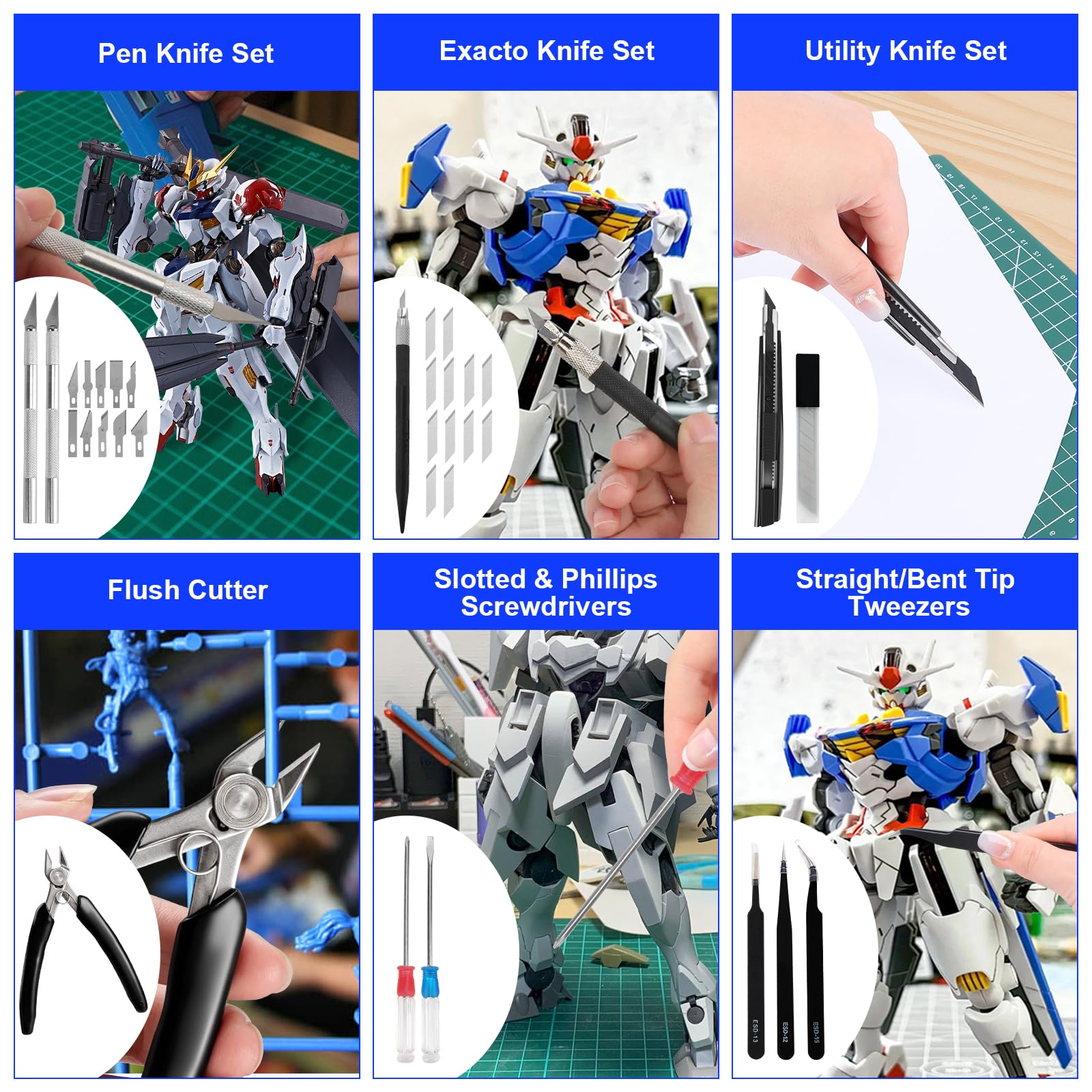 Gundam 242 sztuki narzędzi do modelarstwa, Gundam Modeler, zestaw podstawowych narzędzi do modelowania, zestaw narzędzi hobbystycznych, do modelowania i majsterkowania, do budowania, naprawy, napraw
