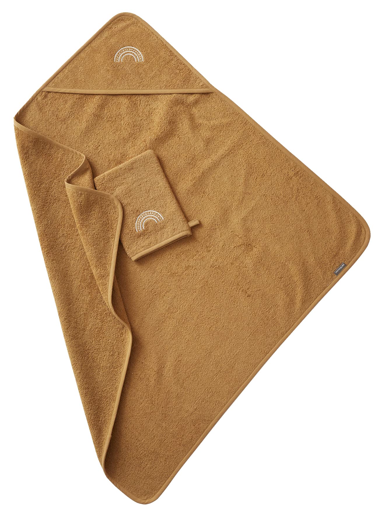 VERTBAUDET Cape de Bain + Gant de Toilette Ocre 80X80