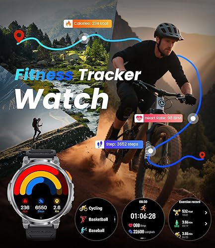 Miniatura 4 de LIGE Relojes inteligentes para hombres con batería de 730 mAh, reloj inteligente HD de 1.85 pulgadas con linternamarcarespuesta de llamada120 + modo