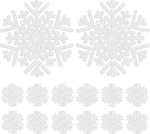60 manteles individuales de papel de copo de nieve de Navidad, plateados, desechables, manteles individuales desechables para invierno, redondos,