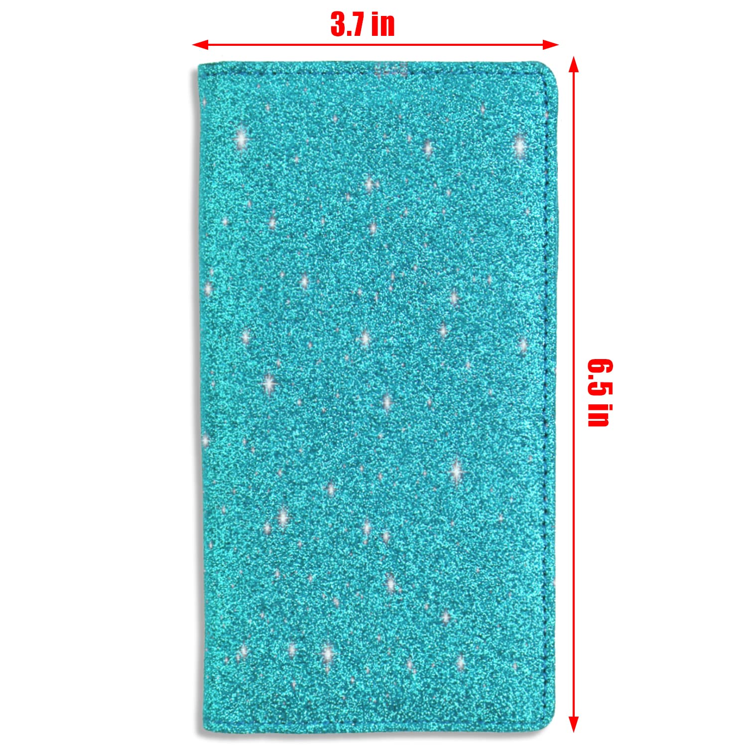 Sanlykate Glitter Checkbook Cover for Girl Women, RFID Blocking PU Leather Standard Register Check Book Case With Pen Inserts & Free Divider, Black