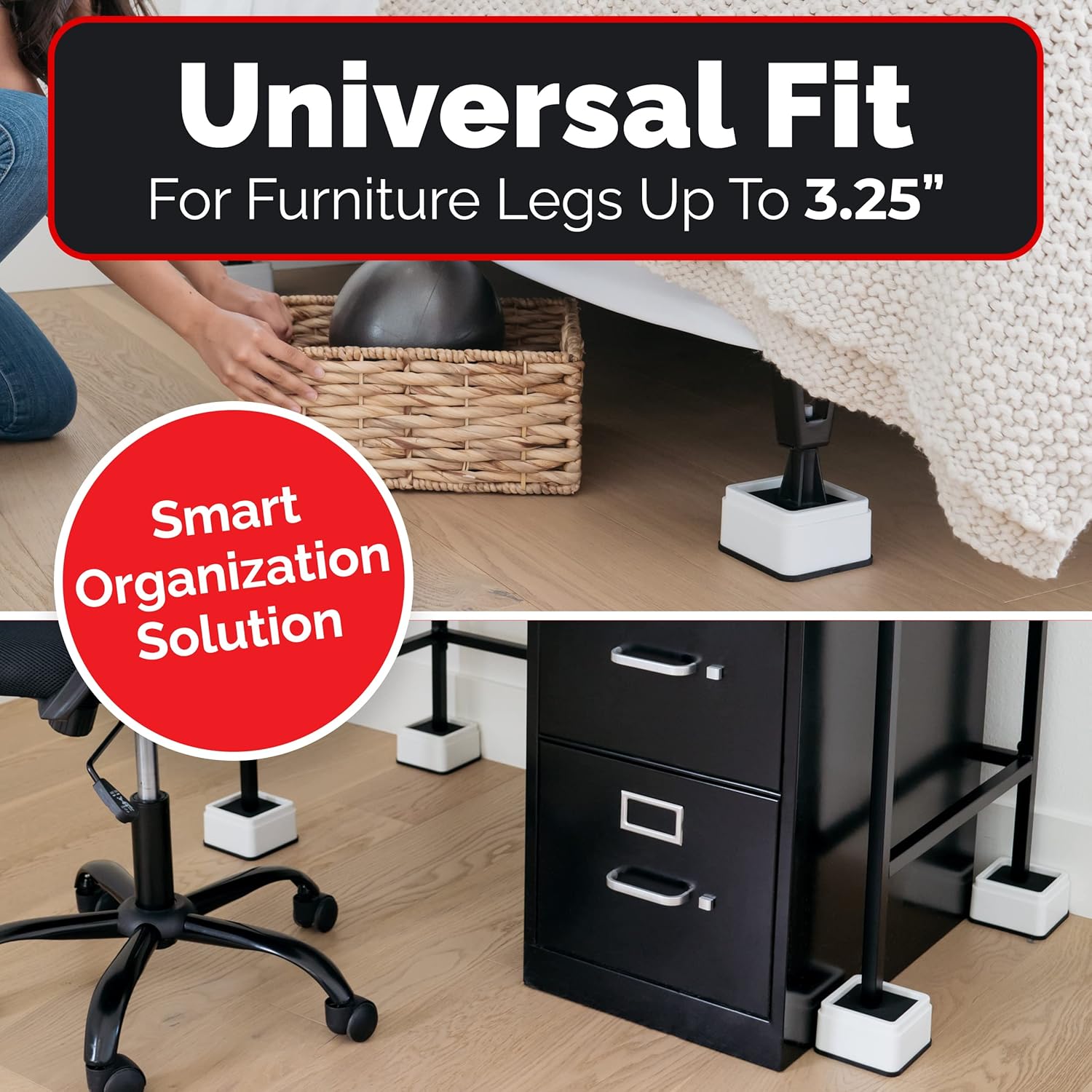 Buy iPrimio Bed Risers Square, 2 Inch Lift, Heavy Duty, 6 Pack, Up to