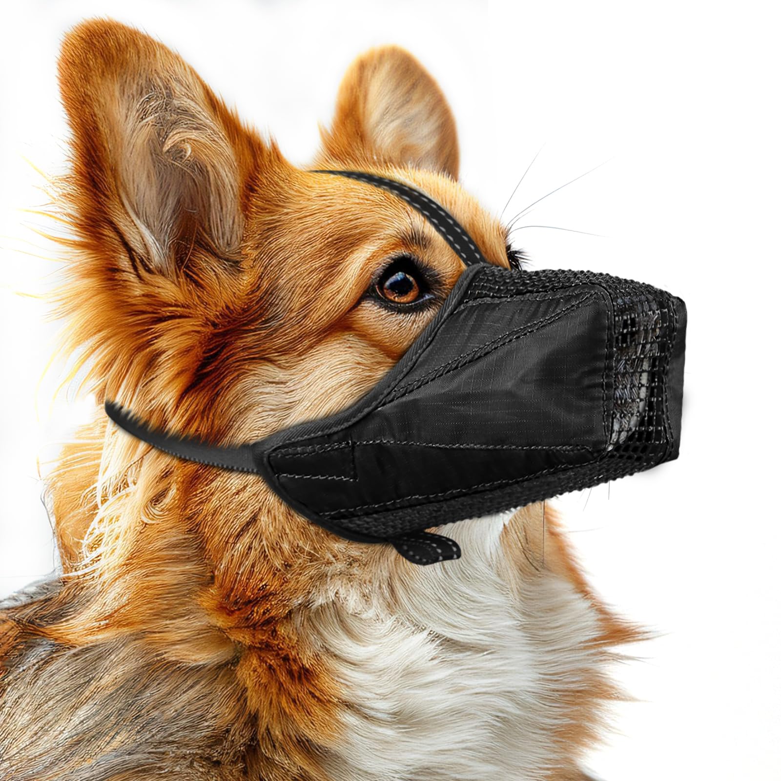 Dog Muzzle, Adjustable Soft Mesh Muzzle Anti-Biting, Chewing, Scavenging