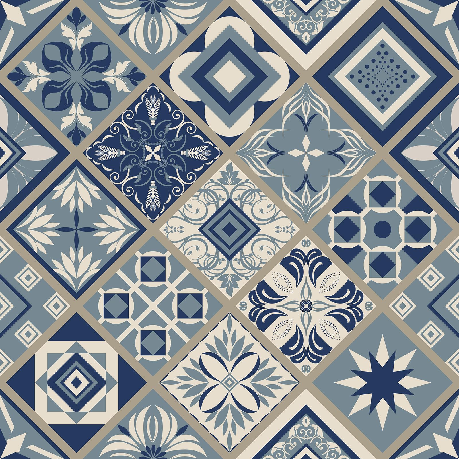 Lumalea Adesivo per cucina, effetto piastrelle di cemento, 3617681625049, adesivo + protezione lucida, 90 x 90 cm