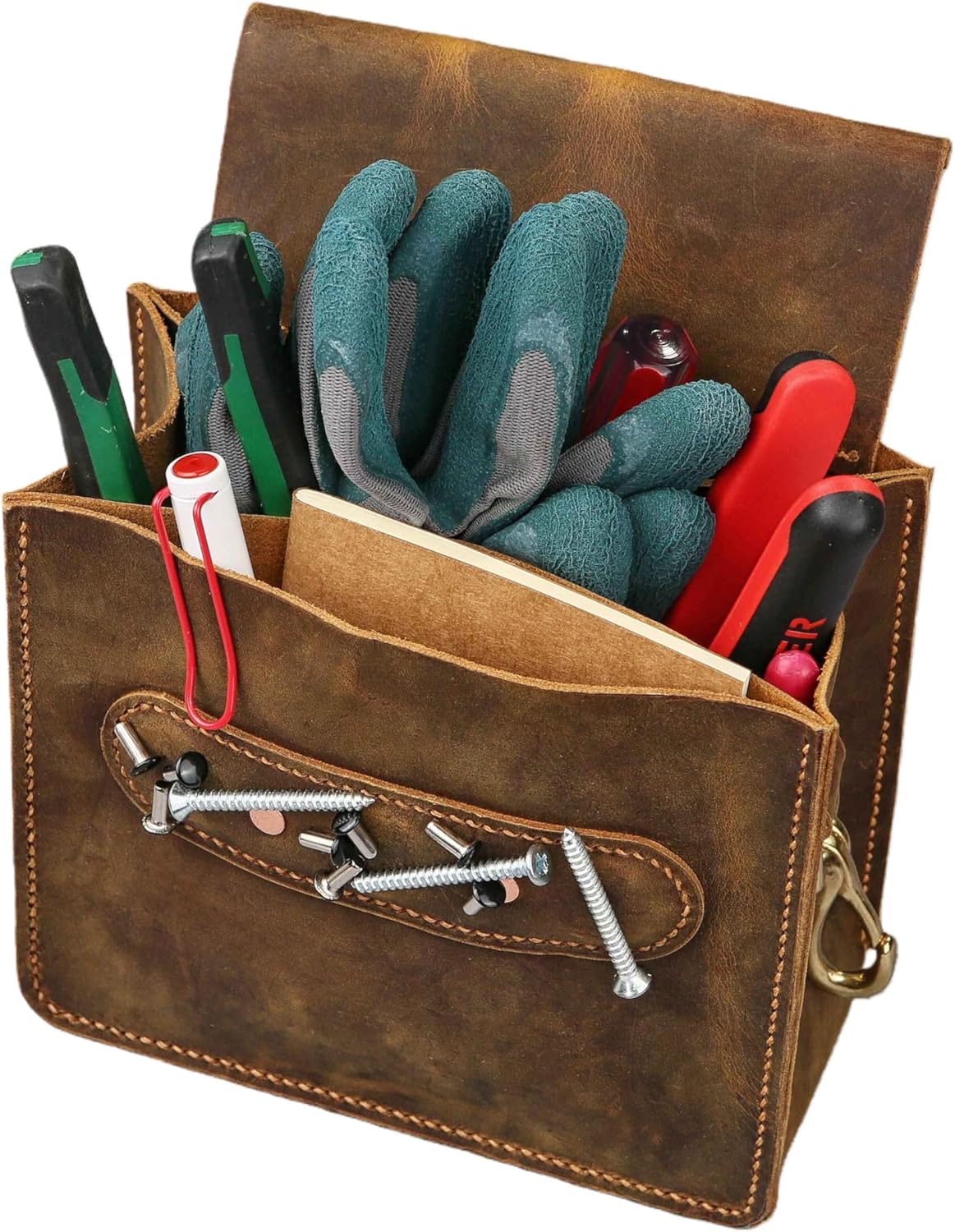 Leather Tool Belt Pouches with Belt Loop,Leather Tool Holster for Klein Tools, Electrician/Carpenter Tool Pouch, Gifts for Construction Workers