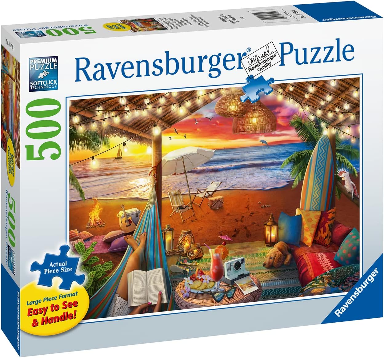 Ravensburger Cozy Cabana Puzzle - Tranquil 500-Piece Jigsaw | Unique Softclick Technology | Large Format | FSC-Certified Materials | Ideal Family Fun Activity
