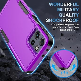 for Motorola Moto G 5G 2026 Case with Tempered Glass Screen Protector | Heavy Duty Drop Protection, Full Body Rugged Shockproof Dustproof Phone Cover Military Bumper Tough, Non-Slip, Purple