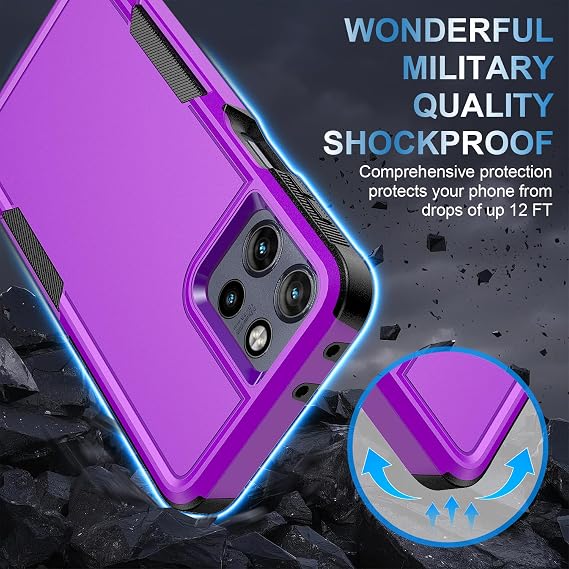 for Motorola Moto G 5G 2026 Case with Tempered Glass Screen Protector | Heavy Duty Drop Protection, Full Body Rugged Shockproof Dustproof Phone Cover Military Bumper Tough, Non-Slip, Purple