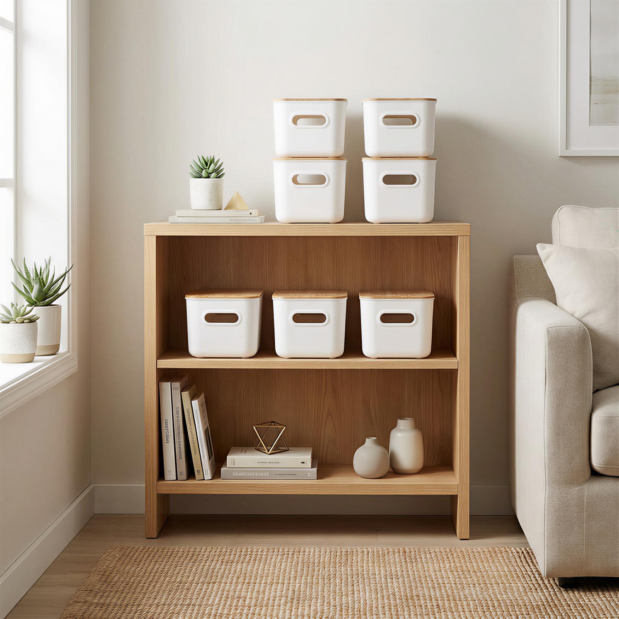Amazon.com - Citylife Storage Bins with Bamboo Lids 7QT Plastic