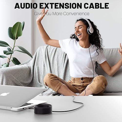 Miniatura 6 de Cable auxiliar de 0.138 in de 150 pies, cable de audio auxiliar largo macho a macho, chapado en oro Preminun compatible con auriculares, iPods,