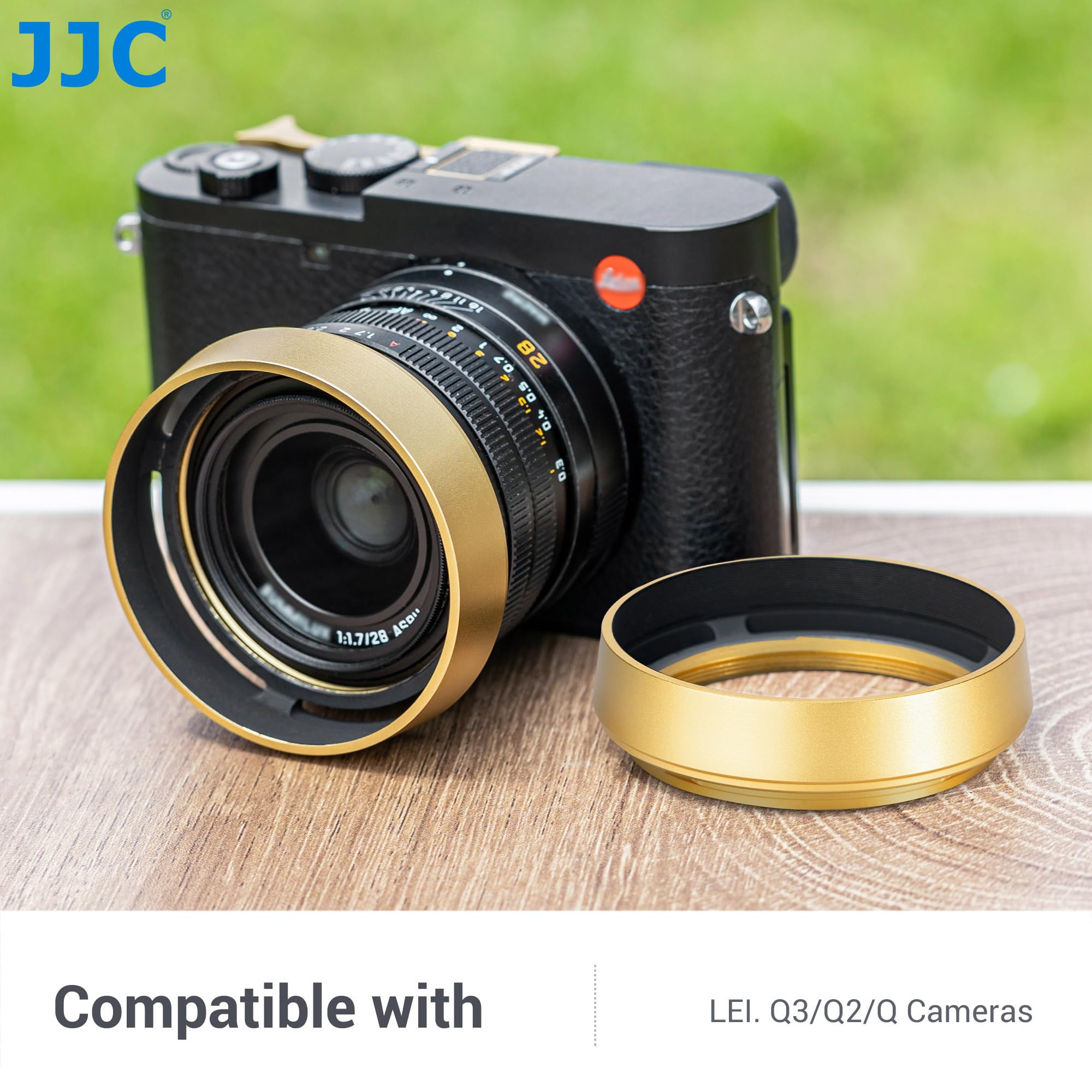 JJC Metalowa Okrągła Blenda Obiektywu kompatybilna z Kamerką Cyfrową Leica Q3 43, Q3, Q2 Q, Przewodynia z Zestawem Blend Objektivów, zastępuje Okrągłą Blendę Obiektywu Leica 19659 (Złoty)