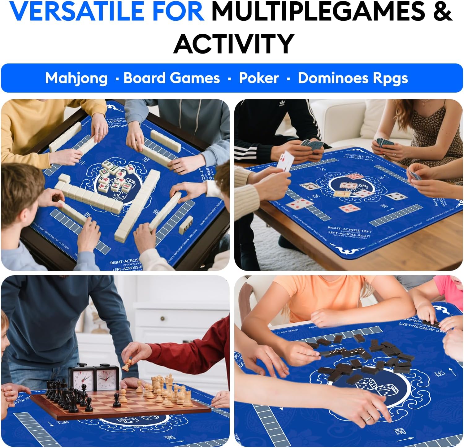 Mahjong Mat, Mahjong Mat for Table,Non-Slip Noise Reduction Mahjong Table Gaming Mat 32.4x32.4 Inch for Mahjong/Poker/Board Games/Card Games/Dominoes,Mahjong Gift for Woman