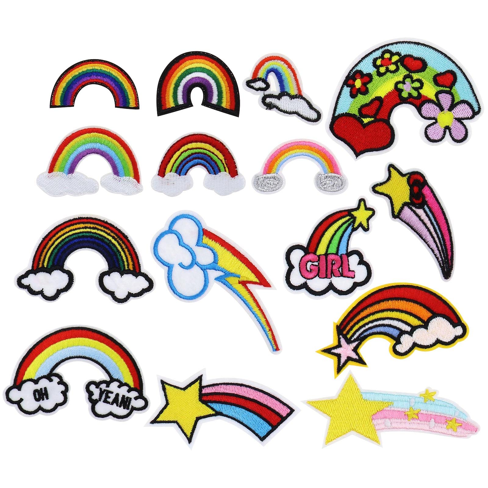 Sternschnuppen-Aufnäher & Rosa Satin-Stirnband Set – Aufnäher 30x15 Cm, Regenbogenfarben, Mit Heißsiegel-Rückseite – Für Cosplay, Halloween & Outfit-Upcycling