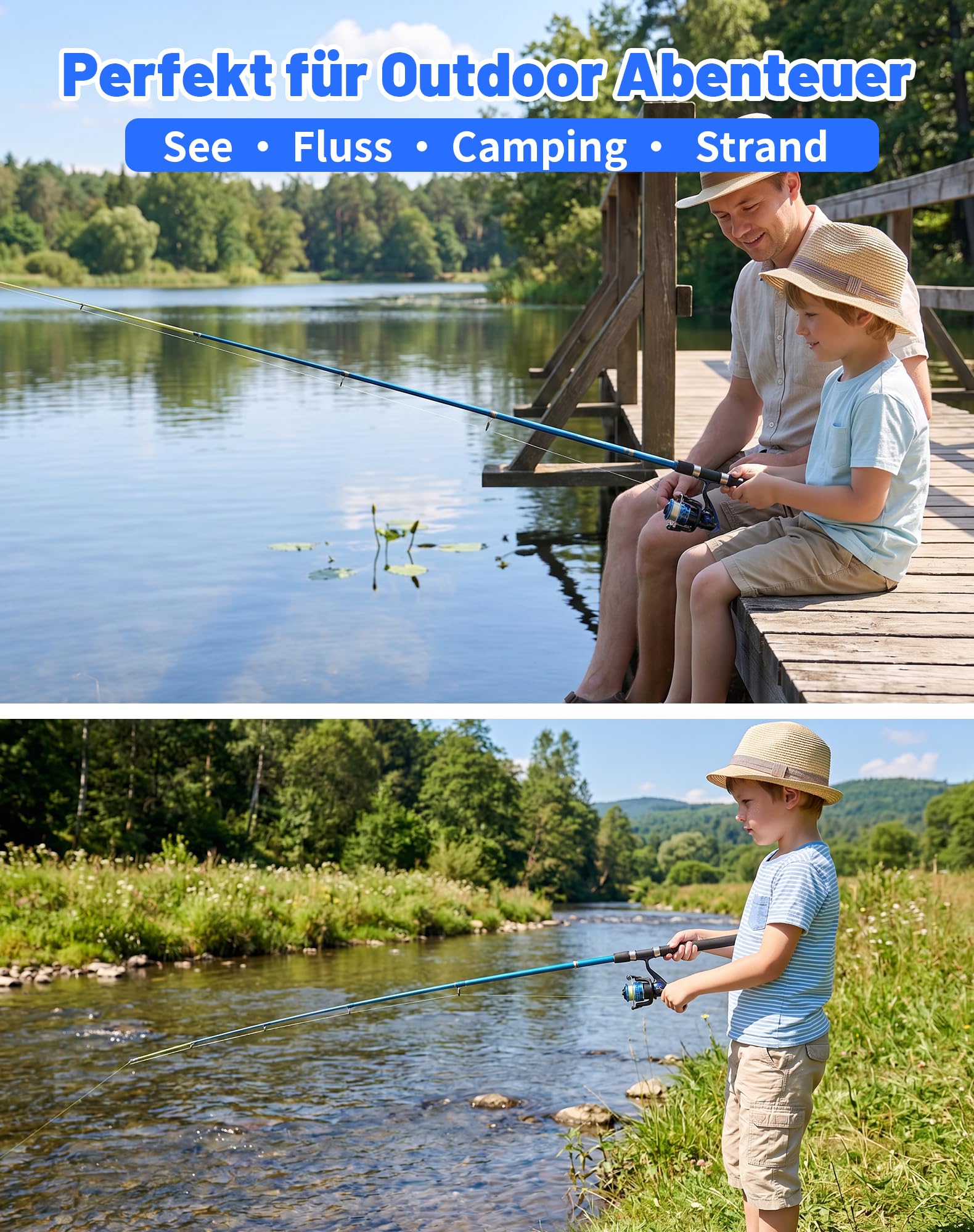 Set de Pêche Enfant 1,8 m – Canne à Pêche Télescopique avec Moulinet, Kit Complet pour Débutants, Sac de Transport Inclus