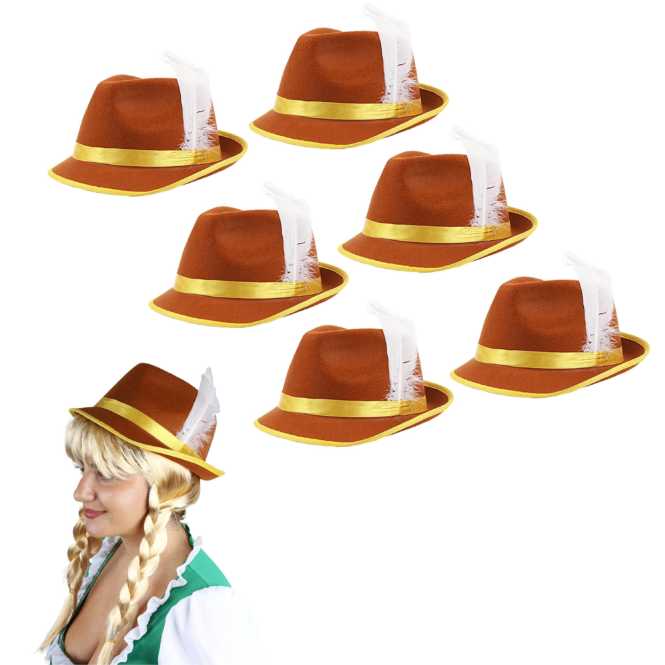 I LOVE FANCY DRESS Pack of 6 Oktoberfest Bavarian Hats - Adults German Oktoberfest Tyrolean Hat - Pefect for Octoberfest