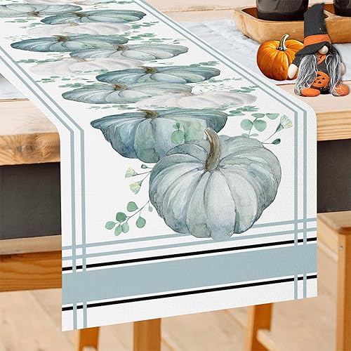 Hello Fall Camino de mesa de calabaza de 72 pulgadas de temporada de otoño de Acción de Gracias, decoración de mesa de comedor, cocina, fiesta