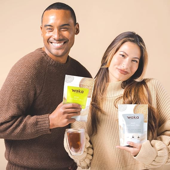 Waka Instant Tea Mix, 2 Bag Bundle - 100% Leaves, No Additives, Unsweetened Powders - Kenyan Black, Classic Green (4.5oz Each)