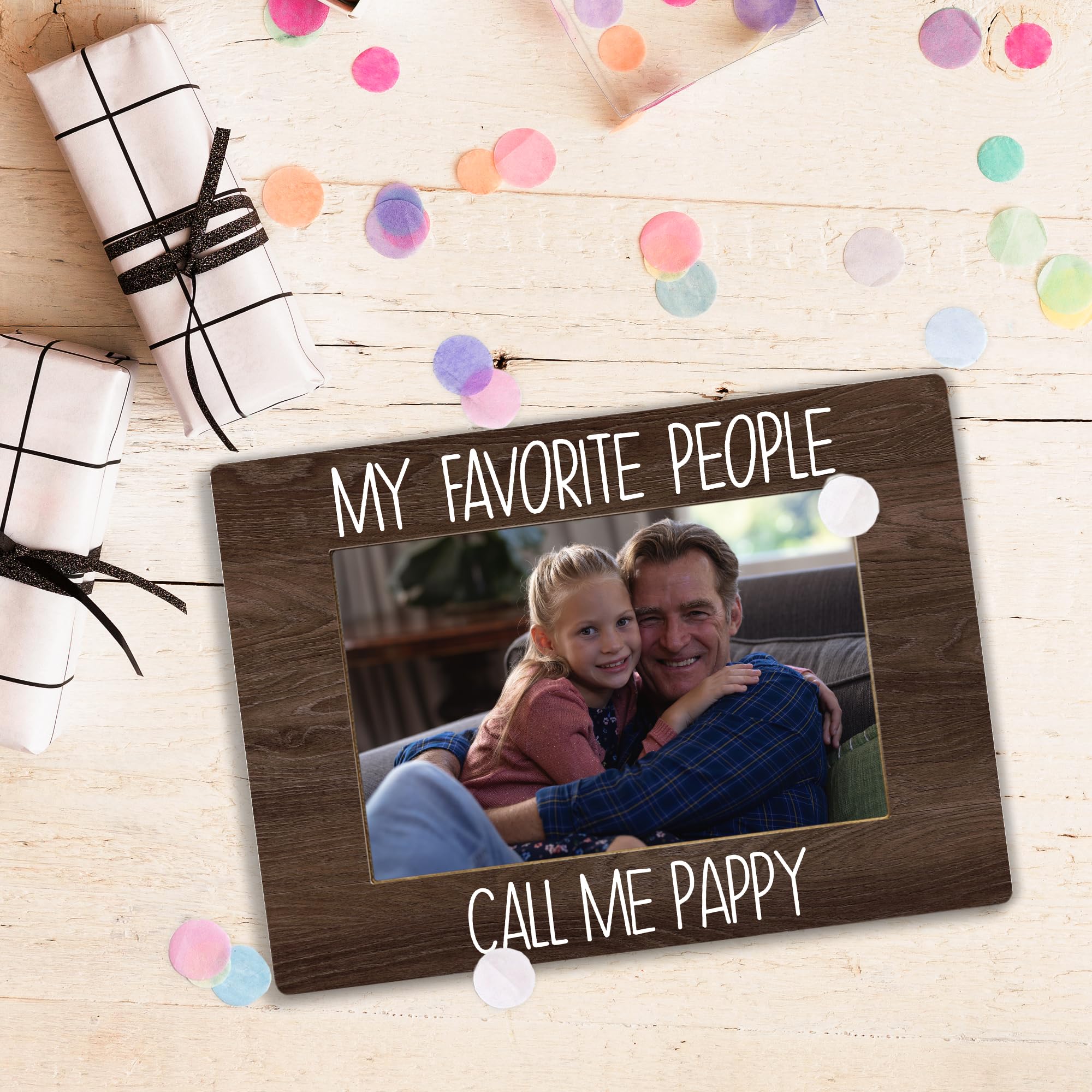 My Favorite People Call Me Pappy Picture Frame, Pappy Grandpa Gifts for Father's Day, Best Grandpa Gifts Photo Frame 4X6, Grandfather Wooden Photo Picture Frames for Desk Tabletop Decor