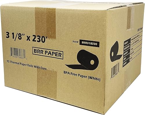 (75 rollos) Rollos de recibos de papel térmico de 3 1/8 x 230 pulgadas para todas las impresoras Clover POS Cash Register, Star Micronics SCP700
