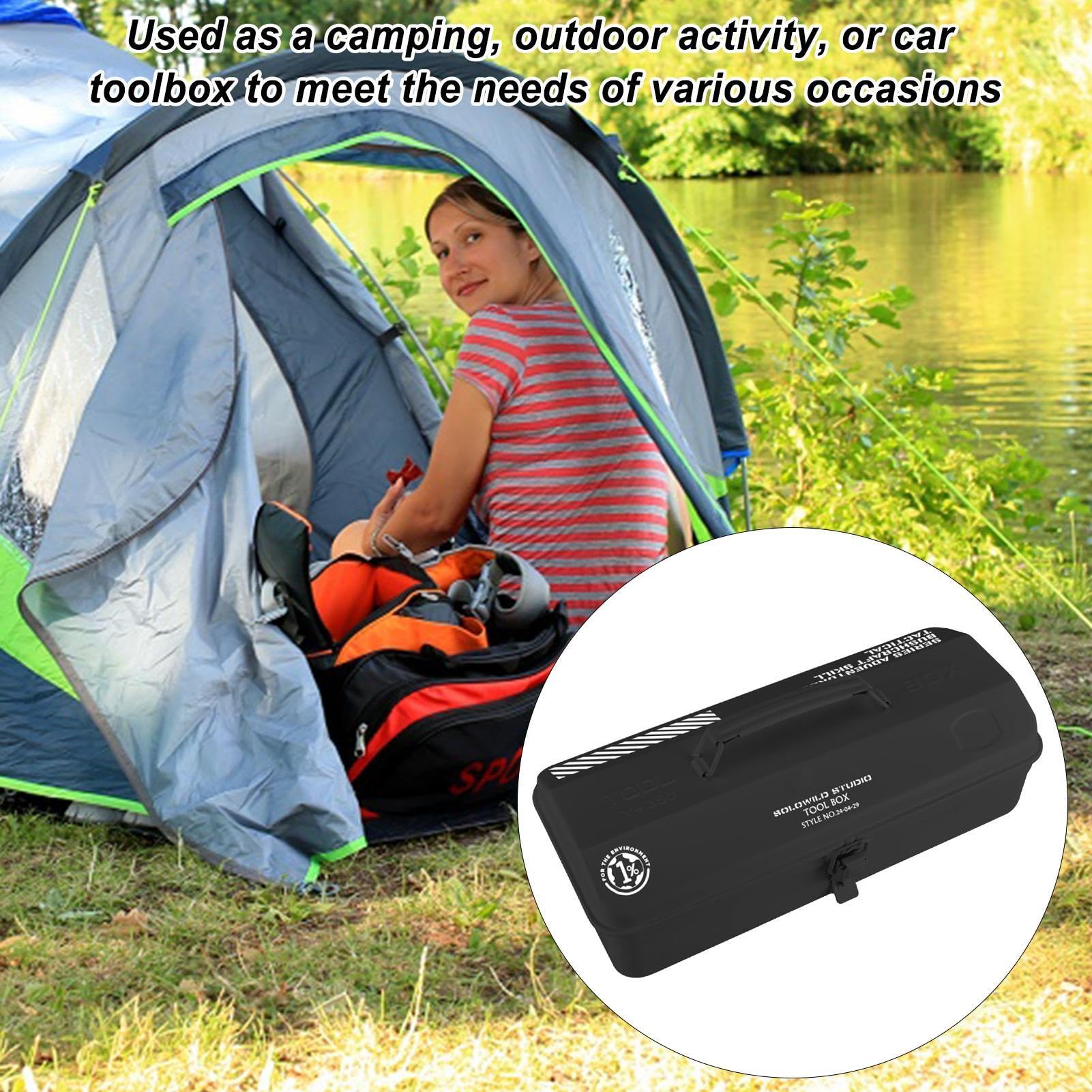 Portautensili | Scatola portautensili in metallo con manico – Valigetta multiuso portatile, organizer per campeggio, escursionismo, viaggi | Custodia multiuso, cassetta degli attrezzi portatile, organizer per campeggio, escursionismo, v