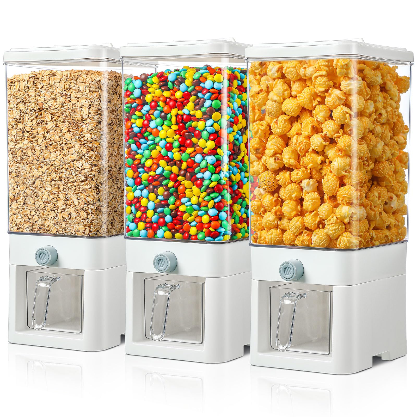 CroBlissful 3 Pcs Cereal Dispenser Countertop 3.75L Cereal Containers Storage Dispenser with Lid Plastic Candy Rice Dispenser Dry Food Dispensers for Kitchen Snack Grains Pantry Nuts Oatmeal Pet Food
