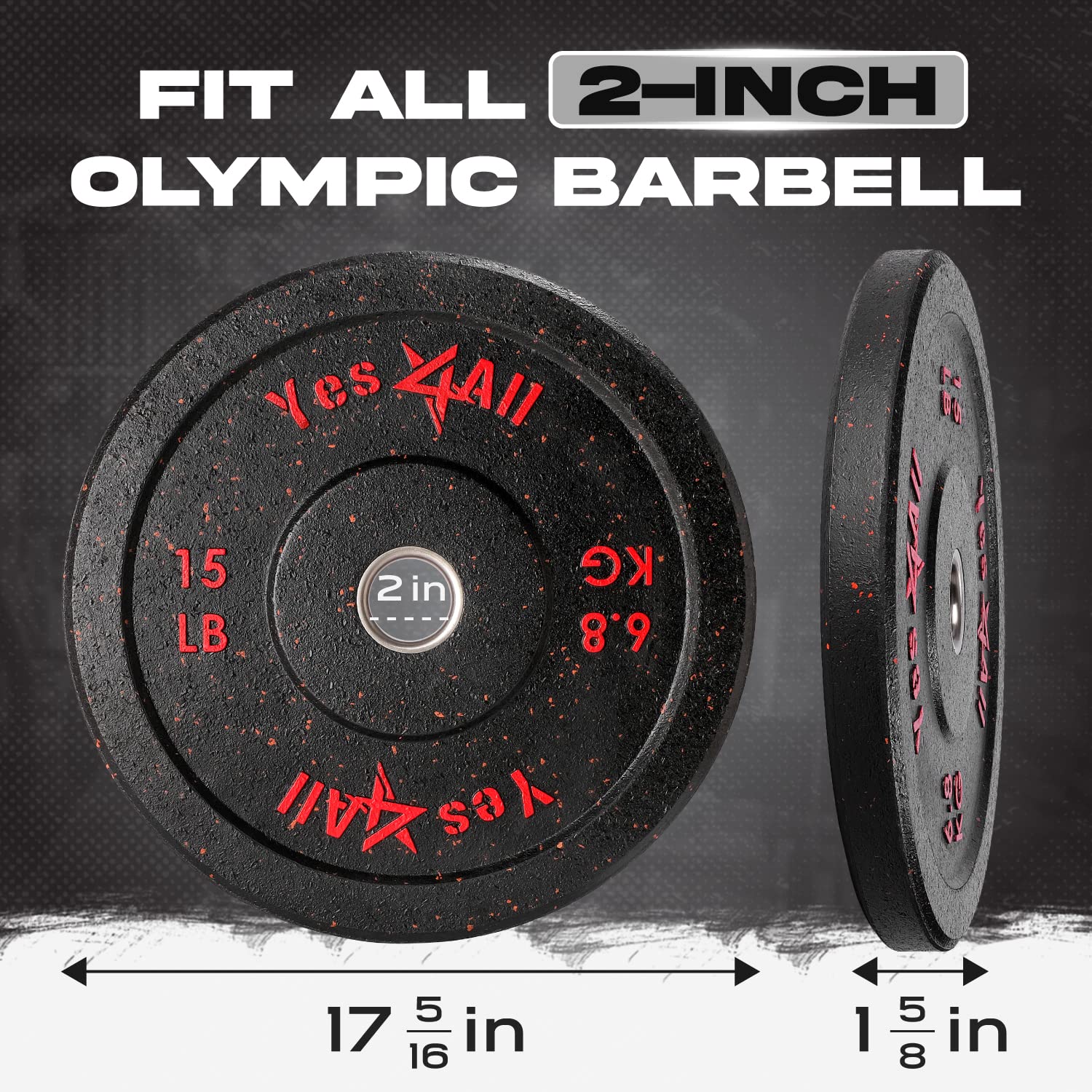 Weight Plate Yes4All 2-Inch Bumper Plate, Olympic s For