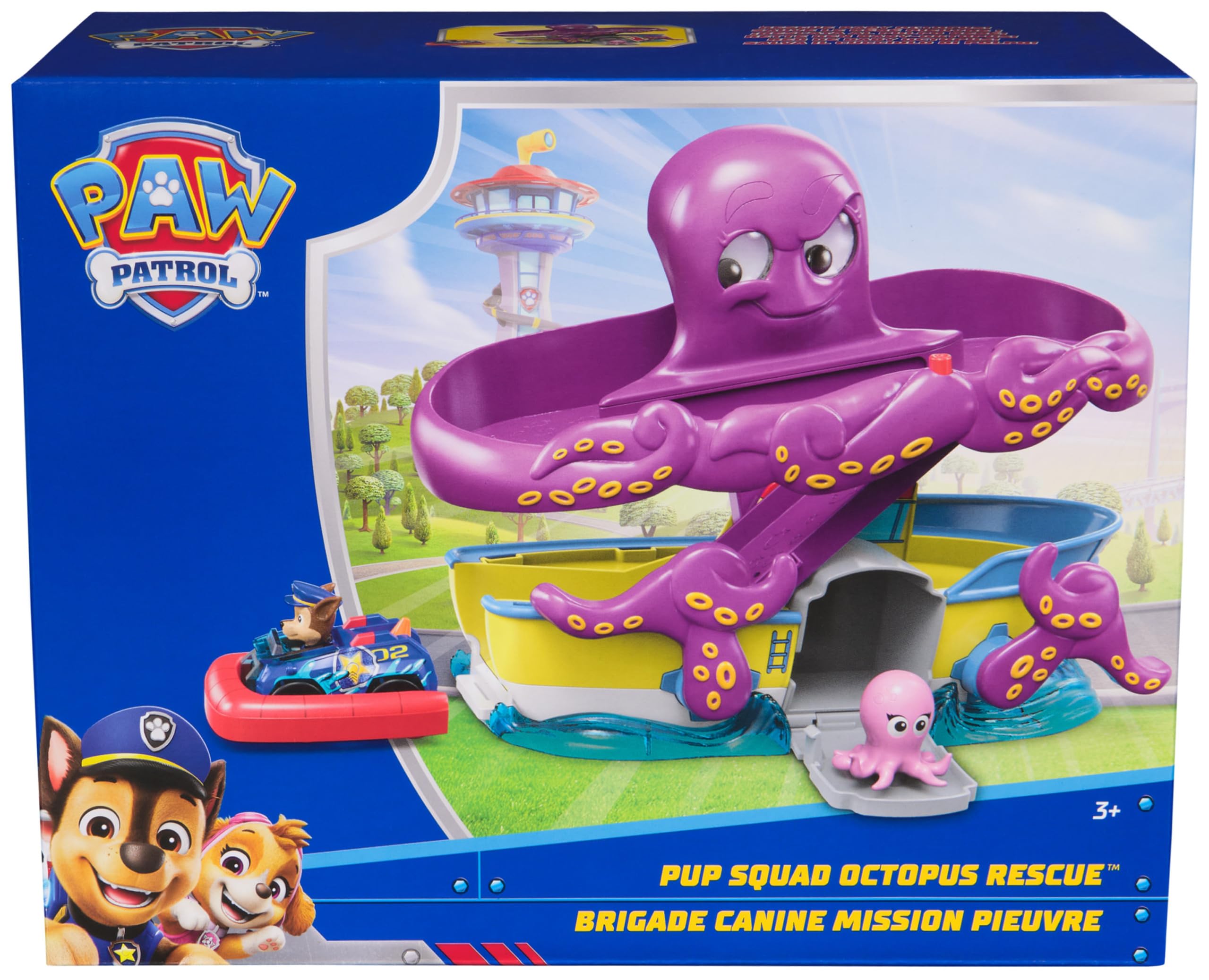 Paw Patrol Pup Squad - Juego de Pulpo con Pista de Carreras, rampa, Chase Pup Squad Racer y Calamar bebé, Adecuado para niños a Partir de 3 años