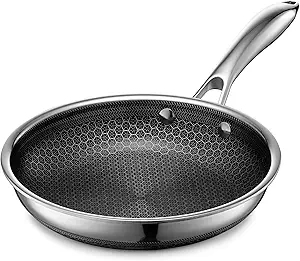 HexClad Hybrid Nonstick 8-Inch Frying Pan, Stay-Cool Handle, Dishwasher-Friendly, Oven-Safe Up to 900°F, Induction Ready, Compatible with All Cooktops