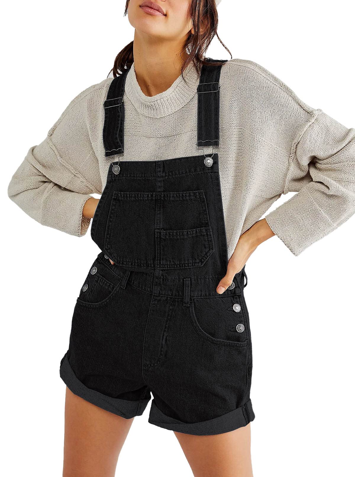 Sovoyontee Damen Jean Shortalls Träger Denim Overalls Shorts Strampler Jumpsuits
