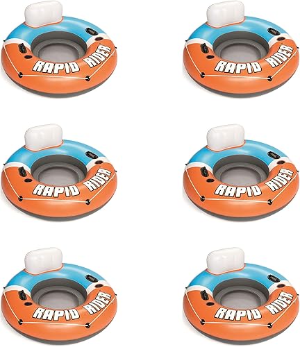Bestway CoolerZ Rapid Rider - Tubo inflable para silla de piscina, color naranja (paquete de 6)