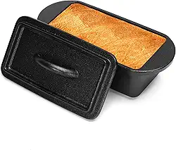 Forma de pão de ferro fundido com tampa 19 x 7,5 cm, panela antiaderente para massa fermentada e pão caseiro, mini formas de pão com tampas, forma de pão Pullman para pão de sanduíche, formas