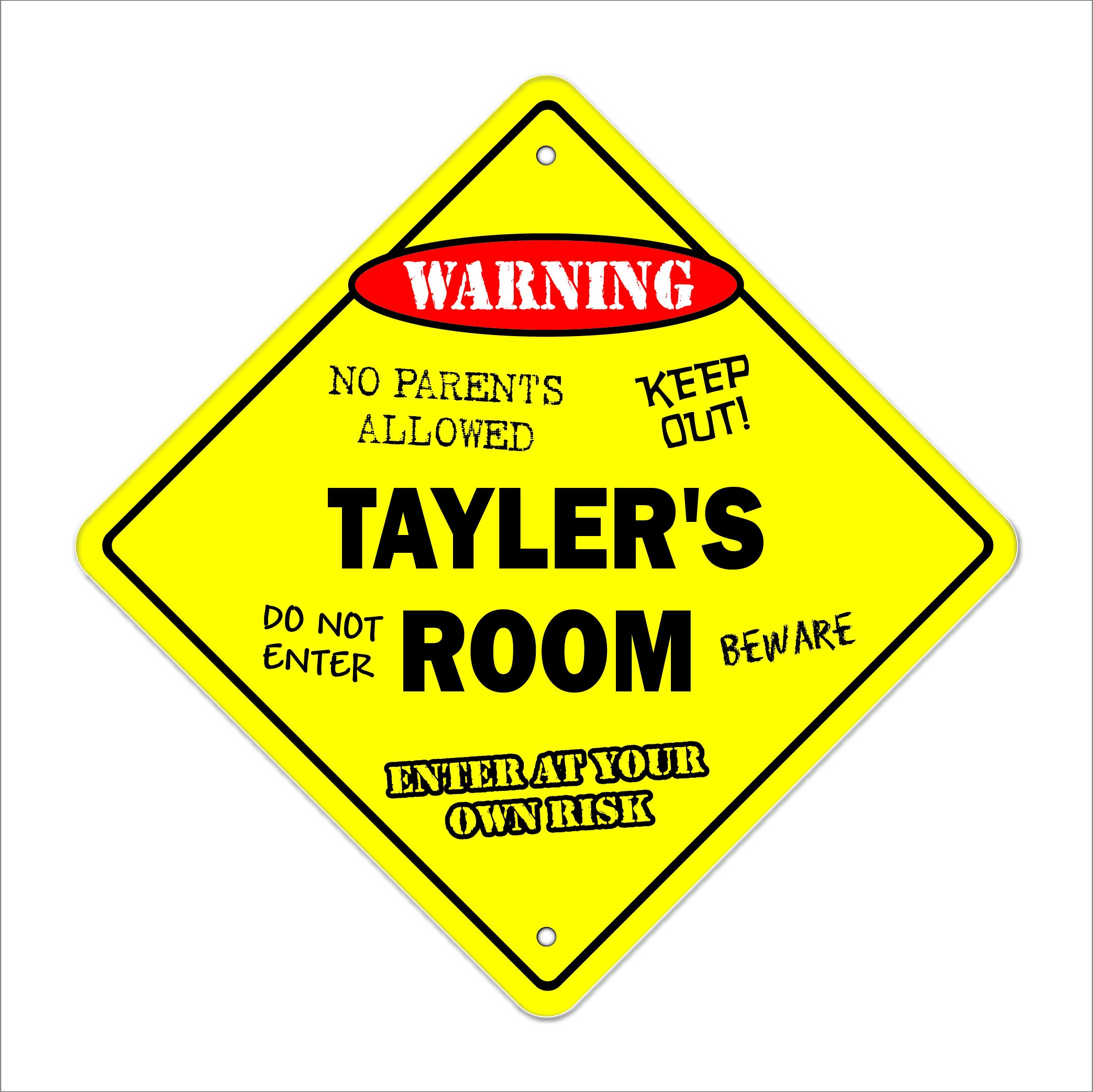 SignMission Tayler's Room Sign Crossing Zone Xing | Indoor/Outdoor | 12" Tall Plastic Sign kids bedroom decor door children's name boy girl