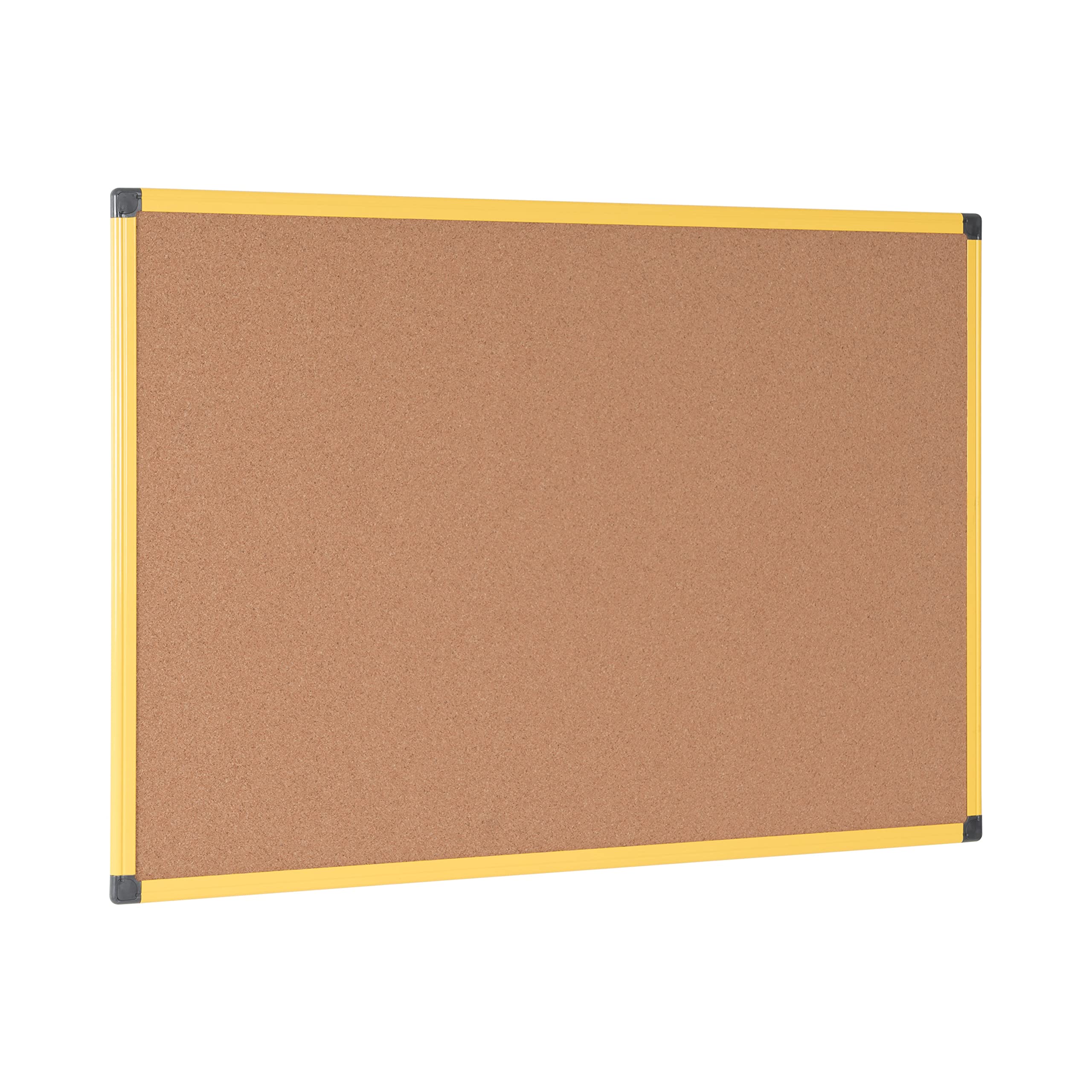 Bi-Office Lavagna Di Sughero Naturale Ultrabrite, Con Cornice In Aluminio Giallo, Robusta Bacheca Ad Alta Visibilità, 90 x 60 cm