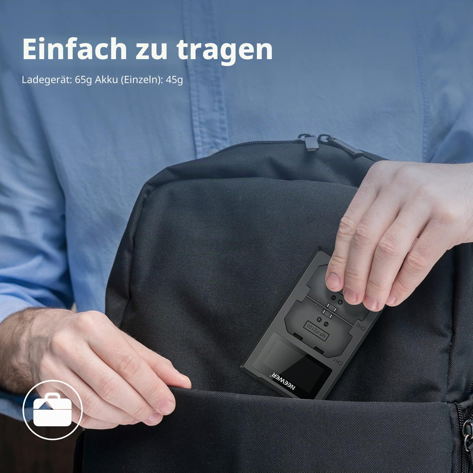 NEEWER Ersatzakku und Ladegerät Set für NP-FZ100, kompatibel mit Sony A7IV, A1, A9II, A7SIII, A7RIV, A7III, FX3, FX30, A9, A6700, ZV-E1, ZV-E10ii, 2er Pack 2280mAh Akkus, Dual USB Ladegerät