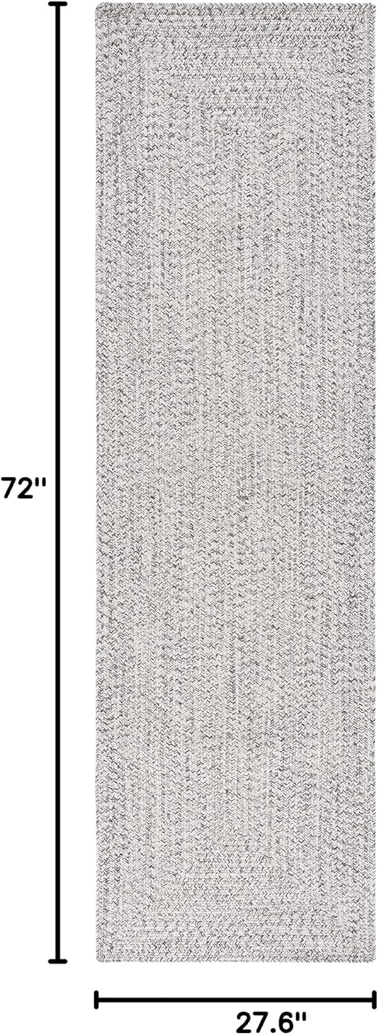 SAFAVIEH Washable Rug Outdoor Braided Collection - 2'3" x 6' Runner, Grey & Ivory, Handmade & Reversible, Non-Shedding & Easy to Clean, Ideal for Patio, Backyard, Mudroom (BRA201F)