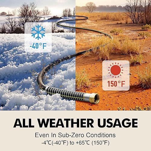 Miniatura 2 de Manguera de agua de jardín de goma de 50 pies, manguera de jardín a prueba de fugas de 58 pulgadas con conector de latón, manguera flexible para